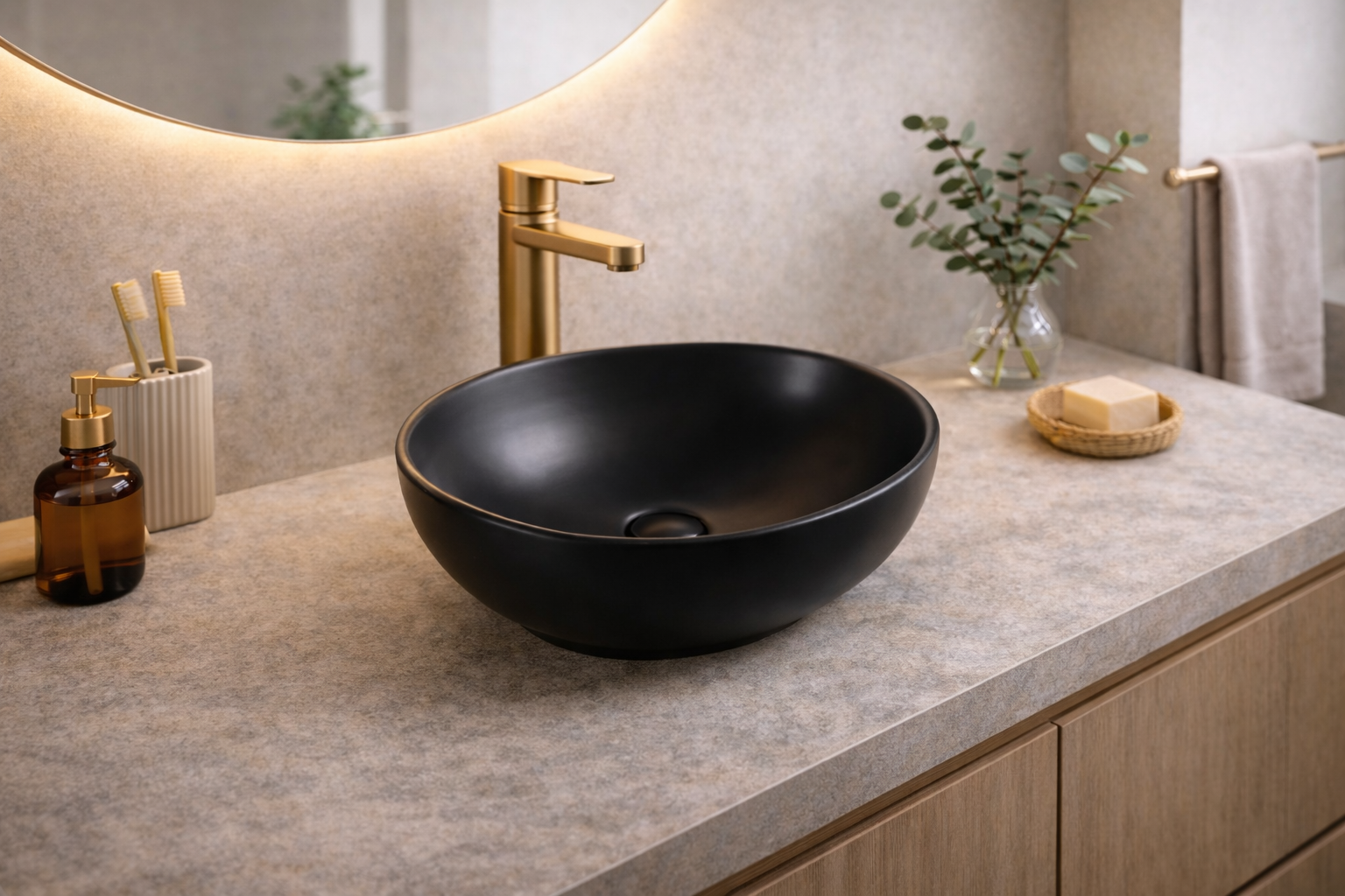 NERO lavabo crni 410x340x145