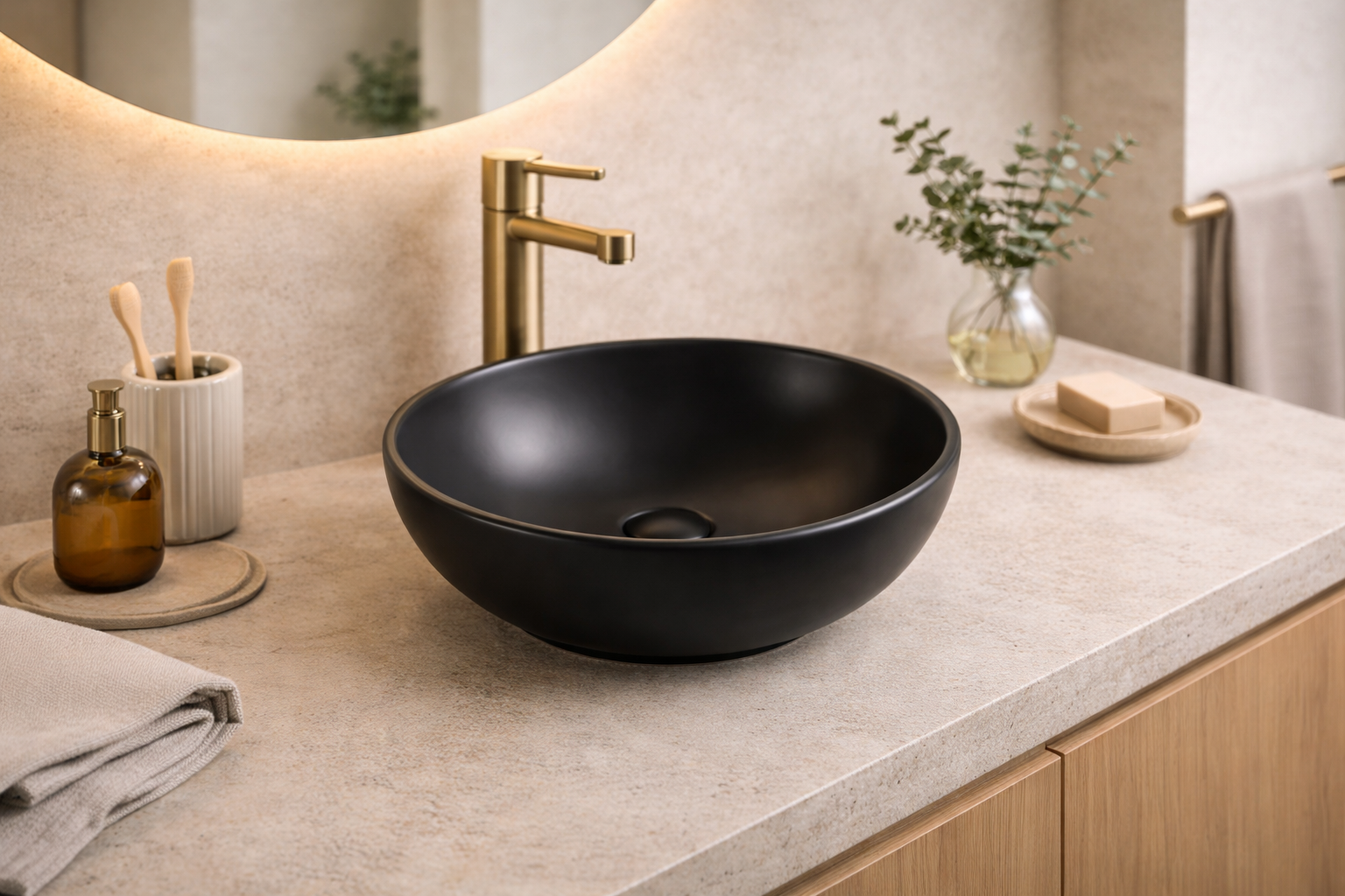 NERO lavabo crni 395x395x150